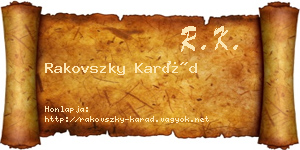 Rakovszky Karád névjegykártya